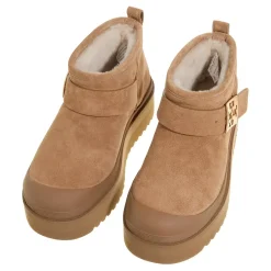 Tory Burch Mellow Shearling Platform Boot Light Chestnut / Gold Stiefeletten
