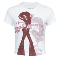 True Religion - Baby Tee- Markanter Grafikprint auf Front- Ret weiss T-Shirt