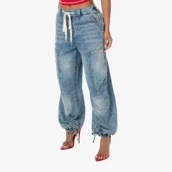 True Religion - Baggy Jogger- Denim-Optik- Weite Silhouette-blau Jeans