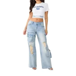 True Religion - Bandeau-Shirt- Enganliegend- Markanter Grafik. weiss T-Shirt