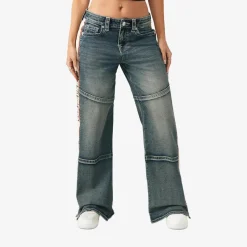 True Religion - Bobbi Baggy-Jeans- Mittelhohem Bund- Kontraste blau Jeans