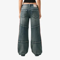 True Religion - Bobbi Baggy-Jeans- Mittelhohem Bund- Kontraste blau Jeans