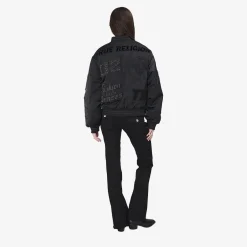 True Religion - Bomber-Jacke- Verzierung mit Ziersteine- Lässi schwarz Blouson