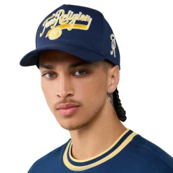 True Religion - Cap mit Collgege-Spirit- Markater Schriftzug au blau Hut