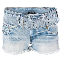 True Religion - Denim-Shorts- Mid-Rise- Ausgefranster Saum- K blau Jeansshorts