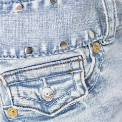 True Religion - Denim-Shorts- Mid-Rise- Ausgefranster Saum- K blau Jeansshorts