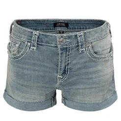 True Religion - Denim-Shorts- Mid Rise- Umgeschlagenen Saum-blau Jeansshorts