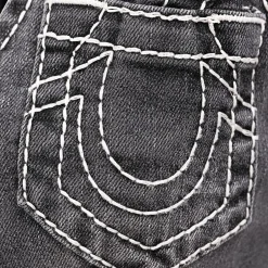 True Religion - Denim-Top- Tiefer Rundhalsausschnitt- Struktur schwarz Top