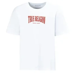 True Religion - Gerader Schnitt- Überschnittende Schultern- Ba weiss T-Shirt