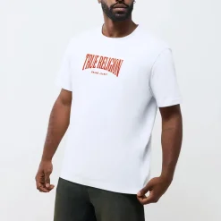 True Religion - Gerader Schnitt- Überschnittende Schultern- Ba weiss T-Shirt