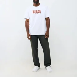 True Religion - Gerader Schnitt- Überschnittende Schultern- Ba weiss T-Shirt