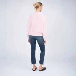 True Religion - Gerader Schnitt- Logo-Stickerei- Rundhalsaussc rosa Pullover