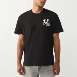True Religion - Gerader Schnitt- Überschnittende Schultern- Ru schwarz T-Shirt