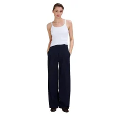 True Religion - Gerades Bein- Buntfalte- Bügelfalte- Unifarbe blau Hose