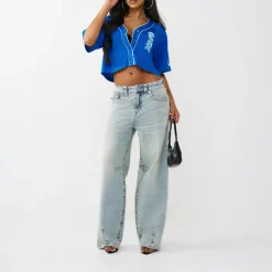 True Religion - Hemd/Bluse im Baseball-Stil- Lockere Passform- blau Bluse