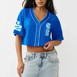 True Religion - Hemd/Bluse im Baseball-Stil- Lockere Passform- blau Bluse