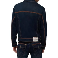 True Religion - Jeansjacke- Brusttaschen- Farbige Ziernähte-blau Jeansjacke