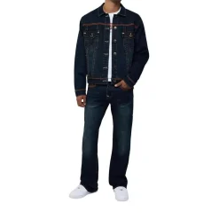 True Religion - Jeansjacke- Brusttaschen- Farbige Ziernähte-blau Jeansjacke