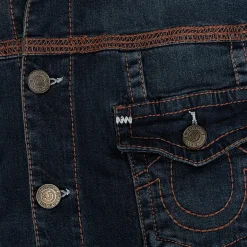 True Religion - Jeansjacke- Brusttaschen- Farbige Ziernähte-blau Jeansjacke