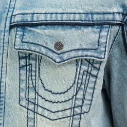 True Religion - Jeansjacke- Motoinspirierte Details- Frontreiß hellblau