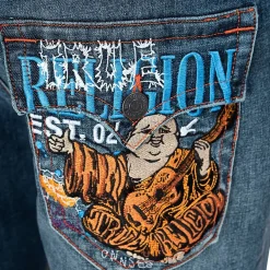 True Religion - Jeansshorts- Lässiger Schnitt- Buddha-Motiv au blau Jeansshorts