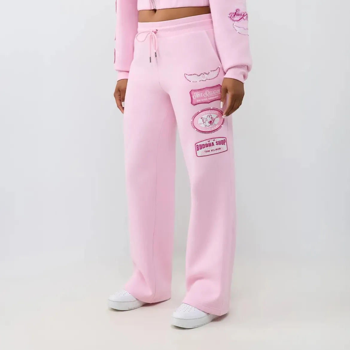 True Religion - Jogginghose- Gerades Bein- Mittlere Bundhöhe- rosa Jogginghose