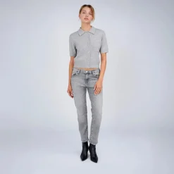 True Religion - Kurze Ärmel- Gerader Schnitt- Rippbündchen angrau Strickjacke