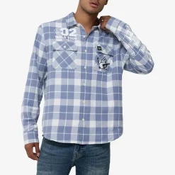 True Religion - Langarm- Flannellhemd- Knopfleiste- Karomuste blau Hemd