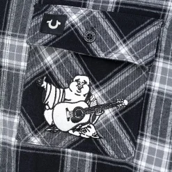 True Religion - Langarm- Flannellhemd- Knopfleiste- Karomuste bunt Hemd