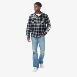 True Religion - Langarm- Flannellhemd- Knopfleiste- Karomuste bunt Hemd