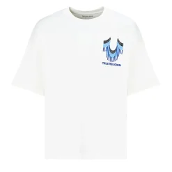 True Religion - Lockerer Schnitt- Überschnittende Schultern- L winterweiß T-Shirt