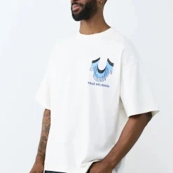 True Religion - Lockerer Schnitt- Überschnittende Schultern- L winterweiß T-Shirt