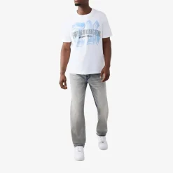 True Religion - Logo T-Shirt- Gerader Schnitt- Überschnittende weiss T-Shirt