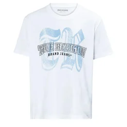True Religion - Logo T-Shirt- Gerader Schnitt- Überschnittende weiss T-Shirt
