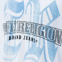 True Religion - Logo T-Shirt- Gerader Schnitt- Überschnittende weiss T-Shirt