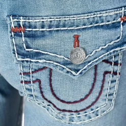 True Religion - Low Rise- Farbige Ziernähte- Super T-Stitching blau Jeans