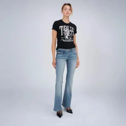 True Religion - Low Rise Jeans- Modell: JOEY- Drehbein- Gedre blau Jeans