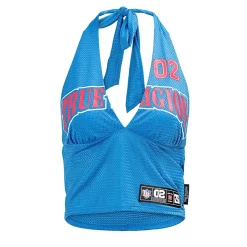 True Religion - Mesh-Halter Top- Bedruckt- Transparenten Mitte blau Top