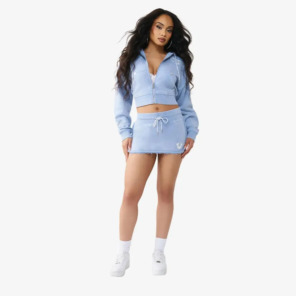 True Religion Mini-Rock VINTAGE WASH hellblau Minirock