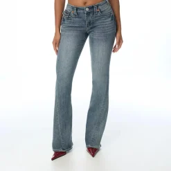 True Religion - Modell: Joey- Ausgestelltes Bein- Drehbein- F blau Ausgestellte Jeans