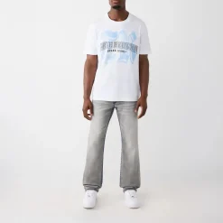 True Religion - Modell: Ricky- Lockere Passform- Farbige Ziern grau Jeans