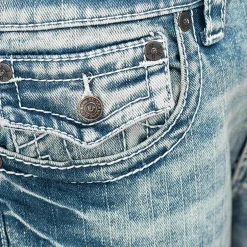 True Religion - Modell: Ricky- Melierte Optik- Entspannte Pass blau Jeans
