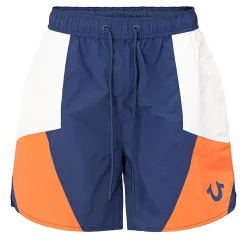 True Religion - Nylon Track-Short- Geometrisches Colorblocking dunkel-blau Shorts
