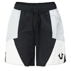 True Religion - Nylon Track-Short- Geometrisches Colorblocking schwarz Shorts