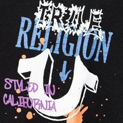 True Religion - Oversize Schnitt- Lockere Passform- Überschnit schwarz T-Shirt