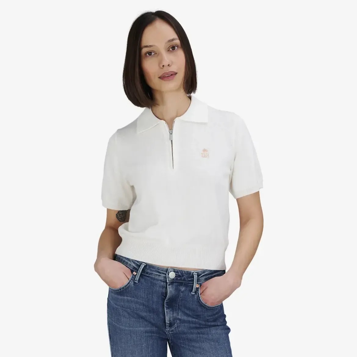 True Religion Poloshirt winterweiß Pullover