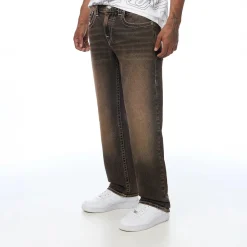 True Religion - Straight-Fit- Länge 34- Braunwaschung- Klappt braun Straight Leg Jeans