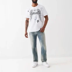 True Religion - Straight Jeans- Länge 34- Super T- Klapptasch blau Straight Leg Jeans