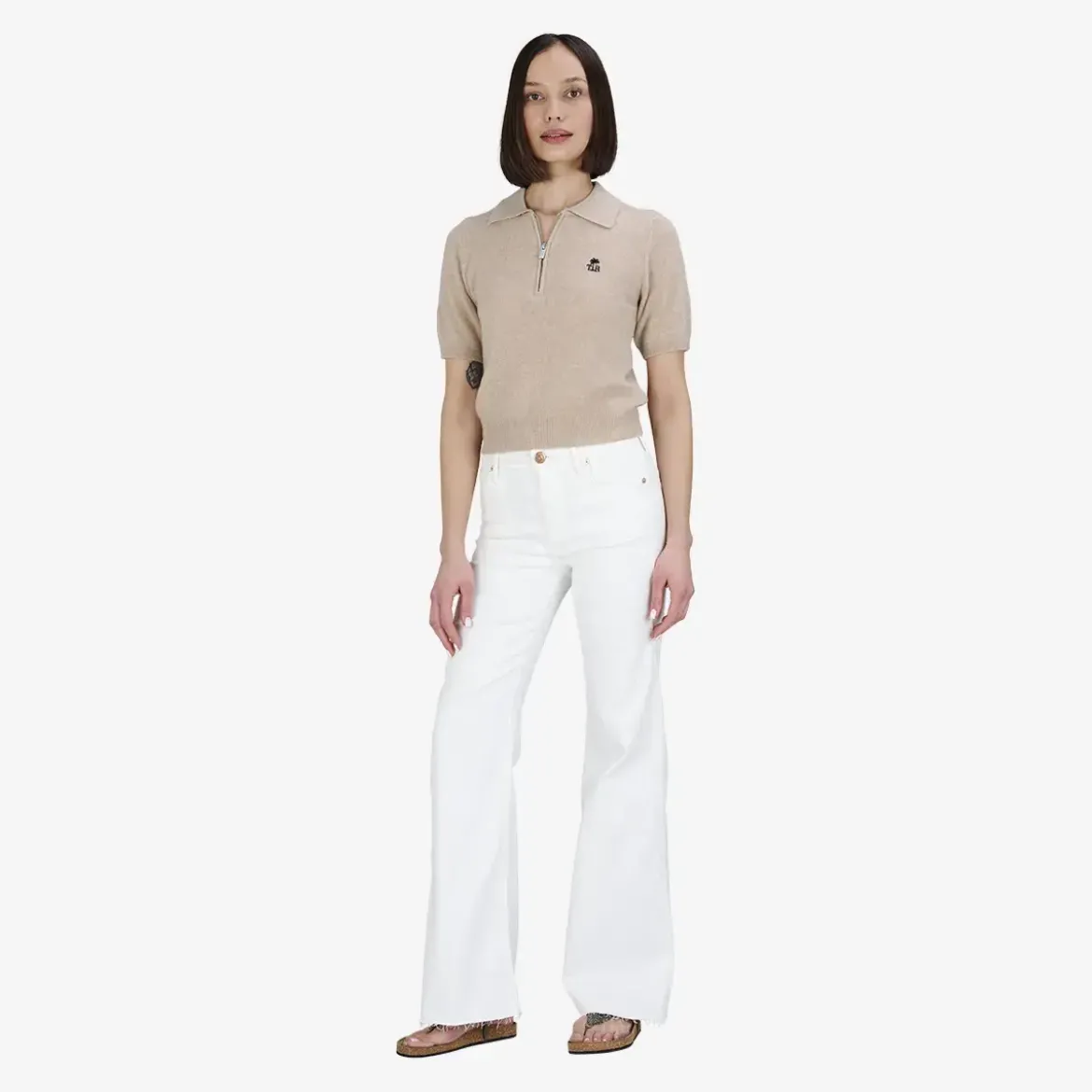 True Religion Strick-Poloshirt AMARA beige Poloshirt