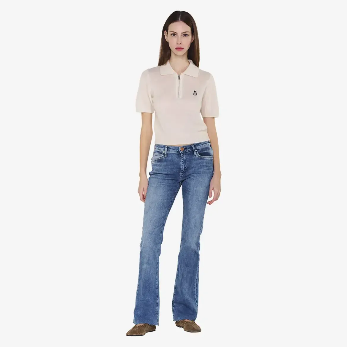 True Religion Strick-Poloshirt AMARA creme Poloshirt